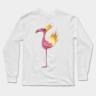 A Cool Flaming Flamingo Standing in a Pool (Flamengo)(No Text Variant) Long Sleeve T-Shirt